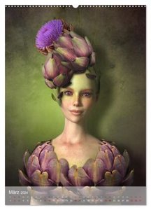 Zum Anbeissen - surreale Frauenportraits mit Obst und Gemüse (Wandkalender 2024 DIN A2 hoch), CALVENDO Monatskalender
