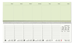 Tischquerkalender Perfo XL Recycling 2022 - 36,2x10,6 cm - 1 Woche auf 2 Seiten - Stundeneinteilung 7 - 20 Uhr - jeder Tag einzeln abtrennbar - 136-0700