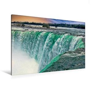 Premium Textil-Leinwand 120 cm x 80 cm quer Niagarafälle - American Falls und Horseshoe Fall