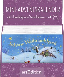 Display Mini-Adventskalender mit Umschlag zum Verschicken mit zauberhaften Wichteln
