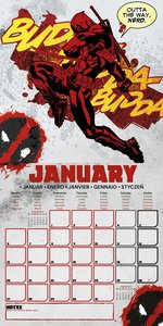 Pyramid – Deadpool 2025 Broschürenkalender, 30x30cm, Kalender für Fans der beliebten Marvel-Filme, Monatskalender mit heldenhaften Illustrationen, nachhaltig nur mit Papierumschlag