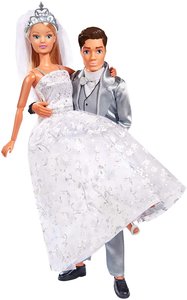Simba 105723495 - Steffi Love, Wedding Fashion, Brautkleid/Hochzeitsanzug mit Zubehör für Ankleidepuppen