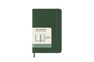 Moleskine 12 Monate Wochen Notizkalender 2024, Pocket/A6, Myrtengrün