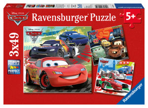 Ravensburger Kinderpuzzle - 09281 Weltweiter Rennspaß - Puzzle für Kinder ab 5 Jahren, Disney Cars Puzzle mit 3x49 Teilen