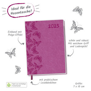 Trötsch Taschenkalender A7 Soft Touch Schmetterlinge 2025