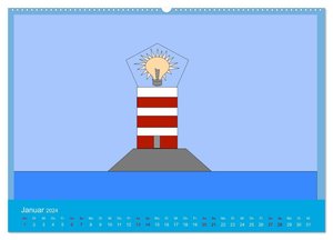 Leuchtturm im Meer (Wandkalender 2024 DIN A2 quer), CALVENDO Monatskalender