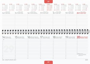 Tisch-Querkalender PP-Cover schwarz 2025 - Büro-Planer 29,7x10,5 cm - Tisch-Kalender - 1 Woche 2 Seiten - Ringbindung - Zettler