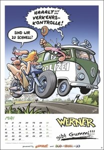 Werner Kalender 2023. Kultiger Posterkalender mit den besten Werner Cartoons. Großer Wandkalender 2023. Kalender XXL mit lustigen Sprüchen von Werner. 37x54cm. Hochformat.