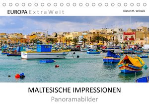 MALTESISCHE IMPRESSIONEN - Panoramabilder (Tischkalender 2023 DIN A5 quer)