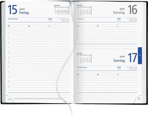 Buchkalender anthrazit 2023  - Bürokalender 14,6x21 cm - 7 Tage auf 6 Seite - Kunststoffeinband wattiert - Stundeneinteilung 7 - 19 Uhr - 836-0021