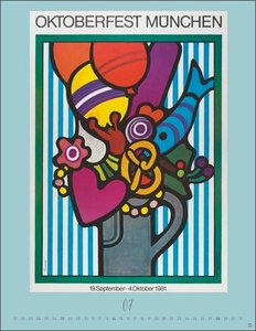 Oktoberfest Posterkalender 2024. Außergewöhnliches Oktoberfest-Souvenir für Fans des berühmten Volksfests – München-Kalender mit Originalplakaten der Wiesn im Format 34 x 44 cm. Hochformat