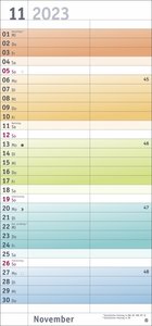 Bunte Wochen Planer für mich 2023. Praktischer Wandplaner mit 2 Spalten. Wandkalender mit Schulferien und 3-Monats-Ausblick. Terminkalender 2023 zum Eintragen