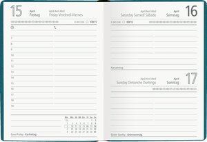 Taschenkalender türkis 2023 - Bürokalender 10,2x14,2 - 1 Tag auf 1 Seite - flexibler Kunstoffeinband - Stundeneinteilung 7 - 19 Uhr - 610-1013