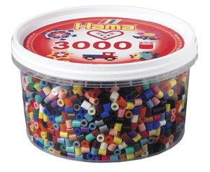 Hama 210-67 - Perlen Dose, 3000 Stück, 21 Vollton Farben, Farbmix