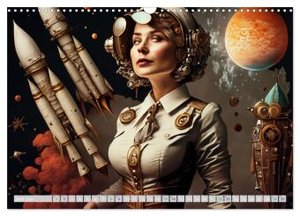 Starke Frauen - Steampunk Lebenswelten (Wandkalender 2024 DIN A3 quer), CALVENDO Monatskalender