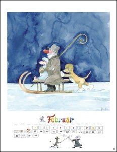 Helme Heine Edition Kalender 2024. Liebevoll illustrierter Wandkalender von Helme Heine mit 12 neuen, unveröffentlichten Motiven. 34x44 cm.
