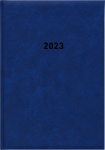 Buchkalender blau 2023 - Bürokalender 14,5x21 cm - 1 Tag auf 1 Seite - wattierter Kunststoffeinband - Stundeneinteilung 7 - 19 Uhr - 876-0015