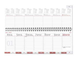 Tisch-Querkalender PP-Einband 2022 - Büro-Planer 29,7x10,5 cm - Tisch-Kalender - silber/grau - Registerschnitt - 1 Woche 2 Seiten - Alpha Edition