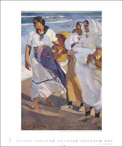 Joaquín Sorolla Kalender 2024. Kunstkalender im Großformat mit Gemälden des berühmten spanischen Impressionisten. Sommer, Sonne und Meer in einem großen Wandkalender. Hochformat 46x55 cm