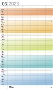 Bunte Wochen Familienplaner XL 2023. Familienkalender mit 6 Spalten. Praktischer Familien-Wandkalender mit Schulferien. Extra breiter Terminkalender.