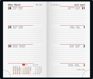 Wochenkalender Confetti Modell Taschenplaner int., 2023, Kunstleder-Einband Trend, flexibel dunkelgrün