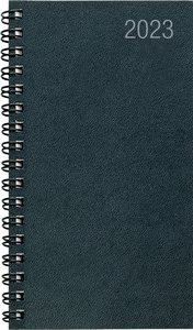 Taschenplaner schwarz 2023 - Bürokalender 8,6x15,2 cm - 1 Woche auf 2 Seiten - mit Ringbindung - Notizheft - 576-1140