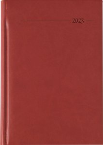 Buchkalender Tucson rot 2023 - Büro-Kalender A5 - Cheftimer - 1 Tag 1 Seite - 352 Seiten - Tucson-Einband - Termin-Planer - Alpha Edition