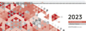 Tischquerkalender rot 2023 - 29,6x9,9 cm - 1 Woche auf 2 Seiten - Stundeneinteilung 7 - 19 Uhr - inkl. Jahresübersicht - Bürokalender - 116-0011