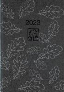 Taschenkalender schwarz 2023 - Bürokalender 10,2x14,2 - 1 Tag auf 1 Seite - robuster Kartoneinband - Stundeneinteilung 7-19 Uhr - Blauer Engel - 610-0721