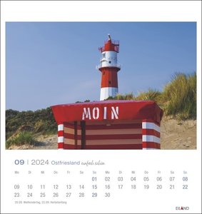 Ostfriesland einfach schön Postkartenkalender 2024. Schafe, Leuchttürme und Meer: Urlaubsfeeling in einem kleinen Kalender zum Aufstellen. Ostfriesland in einem Postkarten-Fotokalender.