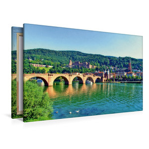 Premium Textil-Leinwand 120 cm x 80 cm quer Schloss Heidelberg und Altstadt am Neckar