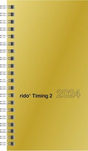 Wochenkalender, Taschenkalender, 2024, Modell Timing 2, Glanzkarton-Einband, goldfarben