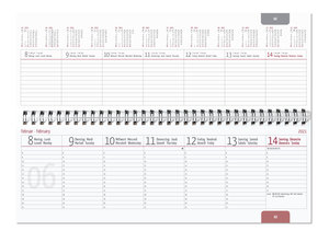 Tisch-Querkalender PP-Cover schwarz 2022 - Büro-Planer 29,7x10,5 cm - Tisch-Kalender - 1 Woche 2 Seiten - Ringbindung - Alpha Edition