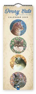 Ivory Cats - Gemalte Katzen - Slimline-Kalender 2023