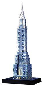 Ravensburger 3D Puzzle 12595 - Chrysler Building Night Edition - einer der berühmtesten Wolkenkratzer New Yorks als LED beleuchtetes Gebäude Modell - für große und kleine Puzzle-Fans ab 8 Jahren