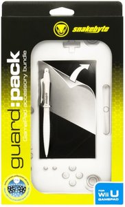 snakebyte GUARD:PACK (weiß), Silikon Schutzhülle für Nintendo Wii U Gamepad + Bildschirmschutzfolie & Stylus Pen
