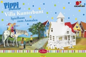 Calafant V7000X - Pippi Spielhaus: Villa Kunterbunt mit Pippi, Kleiner Onkel und Herr Nilsson , Bastelset, 34x34x48 cm