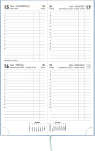 Tagevormerkbuch Leinen anthrazit 2025 - farbig sortiertes Bundle - 2T/1S - 10,4x29,6  - Büro-Kalender - 801-0021-1