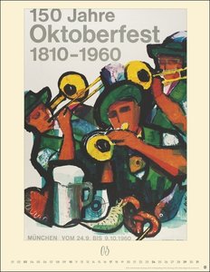 Oktoberfest Posterkalender 2024. Außergewöhnliches Oktoberfest-Souvenir für Fans des berühmten Volksfests – München-Kalender mit Originalplakaten der Wiesn im Format 34 x 44 cm. Hochformat