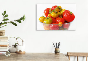 Premium Textil-Leinwand 75 cm x 50 cm quer Leckere Bio Tomaten