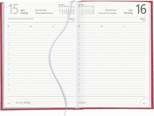 Buchkalender rot 2023 - Bürokalender 14,5x21 cm - 1 Tag auf 1 Seite - Kartoneinband, Recyclingpapier - Stundeneinteilung 7 - 19 Uhr - 876-0711