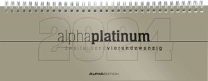 Tisch-Querkalender alpha platinum 2024 - Büro-Planer 29,7x10,5 cm - Tisch-Kalender - 1 Woche 2 Seiten - platin - Ringbindung - Alpha Edition