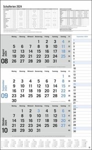 3-Monats-Planer 2024 mit Klappfälzel mit Ferienterminen. Praktischer Wandplaner mit Datumsschieber. Büro-Kalender mit Notizspalte und Jahresübersicht. Wandkalender 2024.