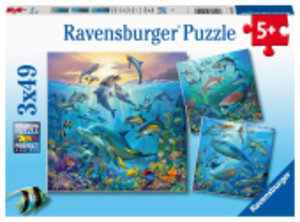 Ravensburger Kinderpuzzle - 05149 Tierwelt des Ozeans - Puzzle für Kinder ab 5 Jahren, mit 3x49 Teilen