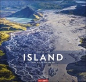 Island Kalender 2024. Wandkalender XXL mit 12 atemberaubenden Fotos von Islands Gletschern, Vulkan-Landschaften und unberührter Natur. Kalender im Großformat 48 x 46 cm