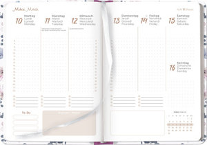 Lady Journal Midi Roses 2025 - Taschen-Kalender 12x17 cm - Rosen - mit Mattfolie - Notiz-Buch - Weekly - 192 Seiten - Alpha Edition