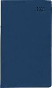 Taschenplaner Leporello PVC blau 2023 - Bürokalender 9,5x16 cm - 1 Monat auf 2 Seiten - separates Adressheft - faltbar - Notizheft - 510-1015