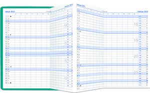 Taschenplaner Leporello PVC türkis 2023 - Bürokalender 9,5x16 cm - 1 Monat auf 2 Seiten - separates Adressheft - faltbar - Notizheft - 510-1003