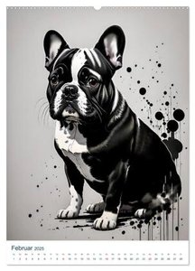 Französische Bulldoggen. Kunstvoll gestaltete Portraits (Wandkalender 2025 DIN A2 hoch), CALVENDO Monatskalender