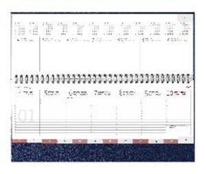 Tisch-Querkalender Balacron blau 2022 - Büro-Planer 29,7x13,5 cm - mit Registerschnitt - Tisch-Kalender - verlängerte Rückwand - 1 Woche 2 Seiten